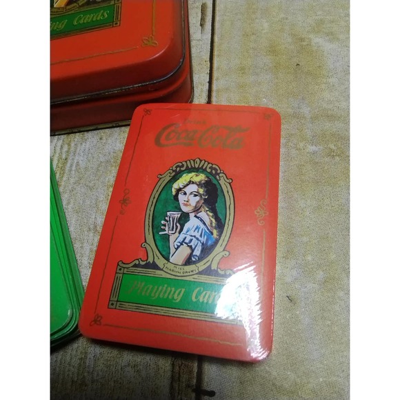 Vintage Coca-Cola Playing Cards 2 Decks Collectors Tin Hong Kong (lvb) - Picture 5 of 7